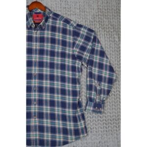 Southern Proper Mens XL‎ Flannel Shirt Navy Blue Plaid Traditional Fit Cotton